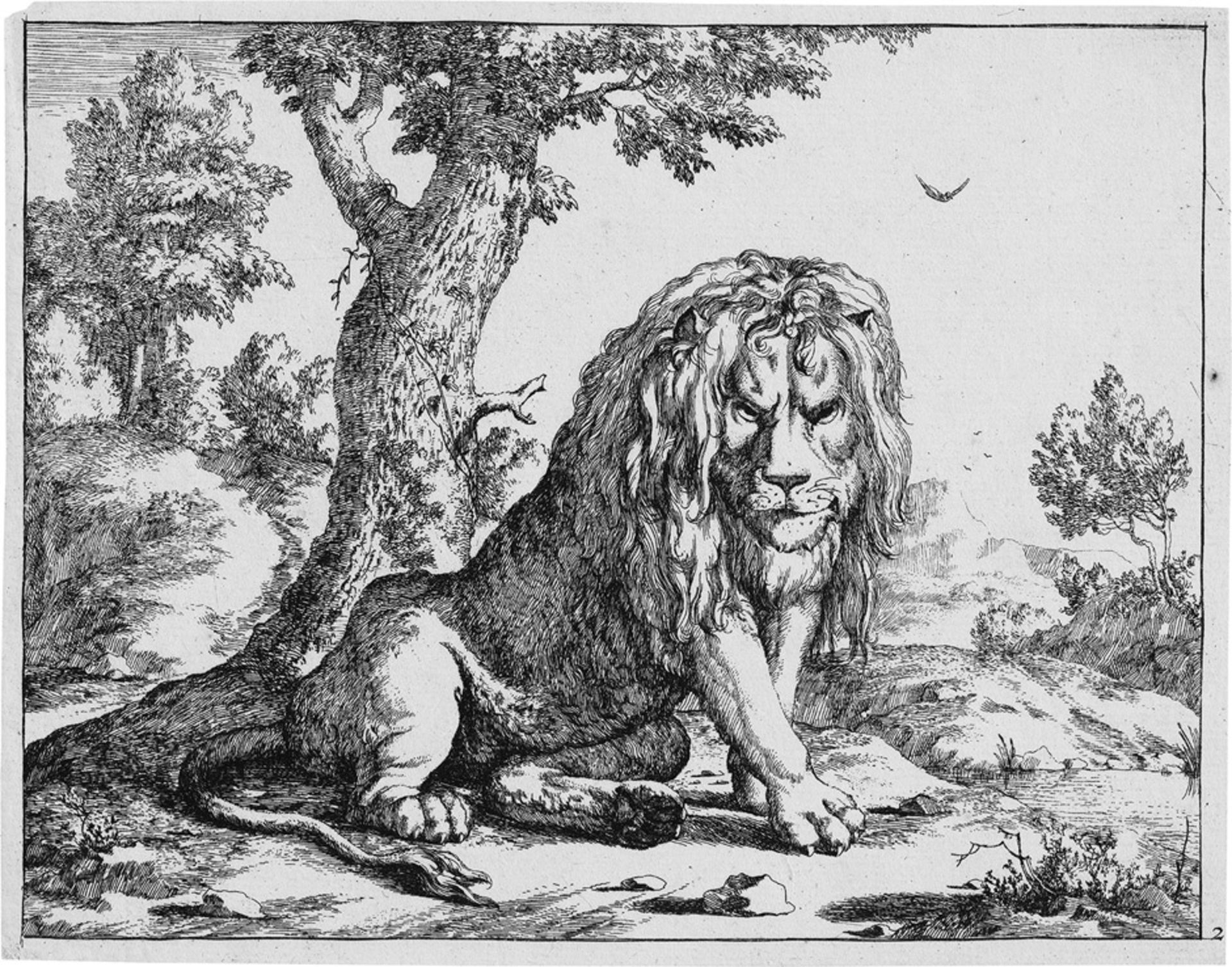 Bye, Marcus de: Die Folge der Löwen Die Folge der Löwen. 8 Radierungen nach Paul Potter. Je ca. 17,3