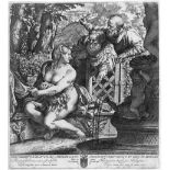 Carracci, Agostino: Susanna und die beiden Alten Susanna und die beiden Alten. Radierung. 34 x 31