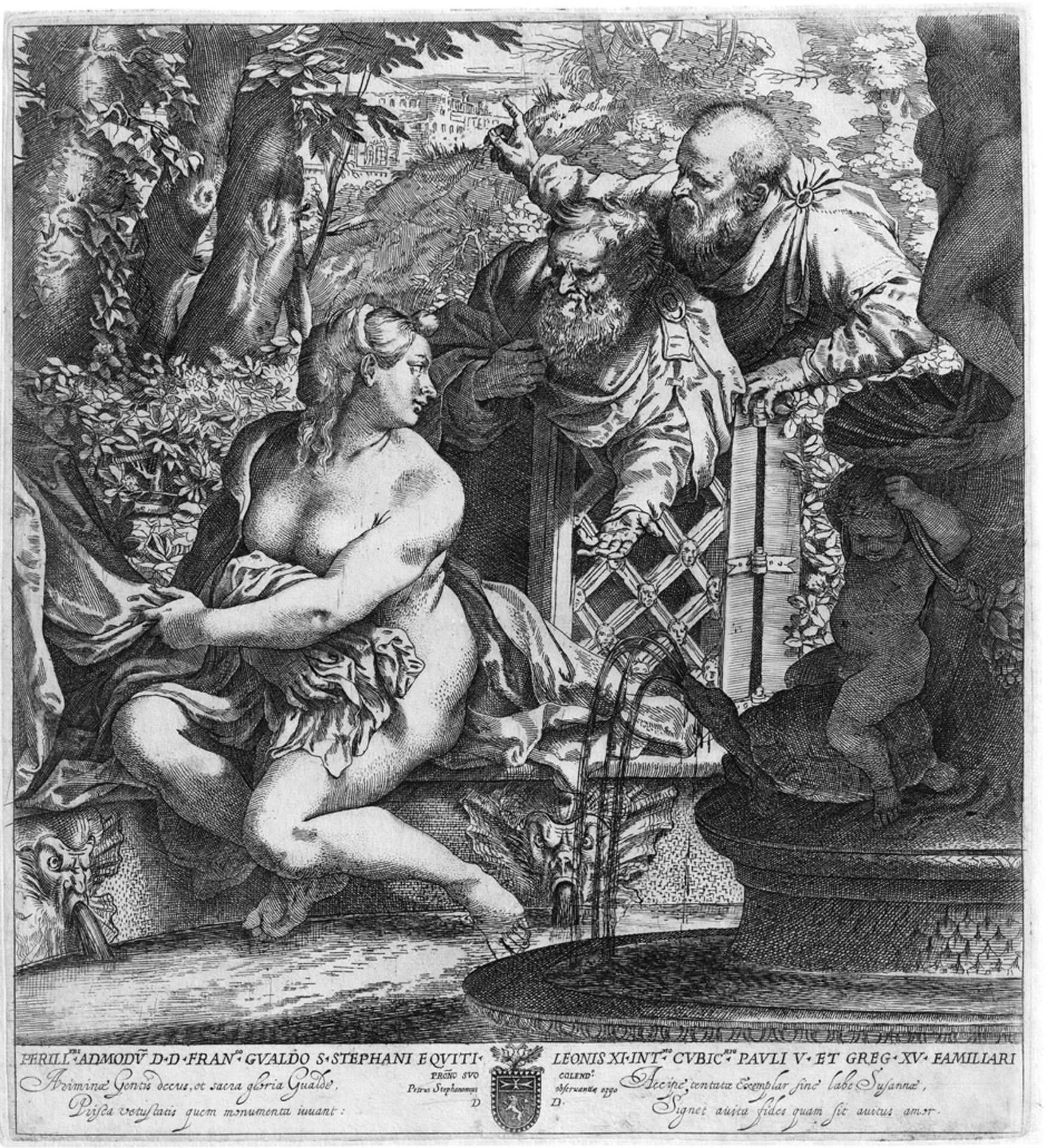 Carracci, Agostino: Susanna und die beiden Alten Susanna und die beiden Alten. Radierung. 34 x 31