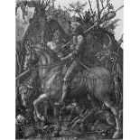 Dürer, Albrecht: Ritter, Tod und Teufel Ritter, Tod und Teufel. Kupferstich. 24,5 x 19 cm. 1513.