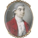 Dixon, Charles - zugeschrieben: Bildnis eines Herren im roten Rock mit weiß gepuderter Perücke