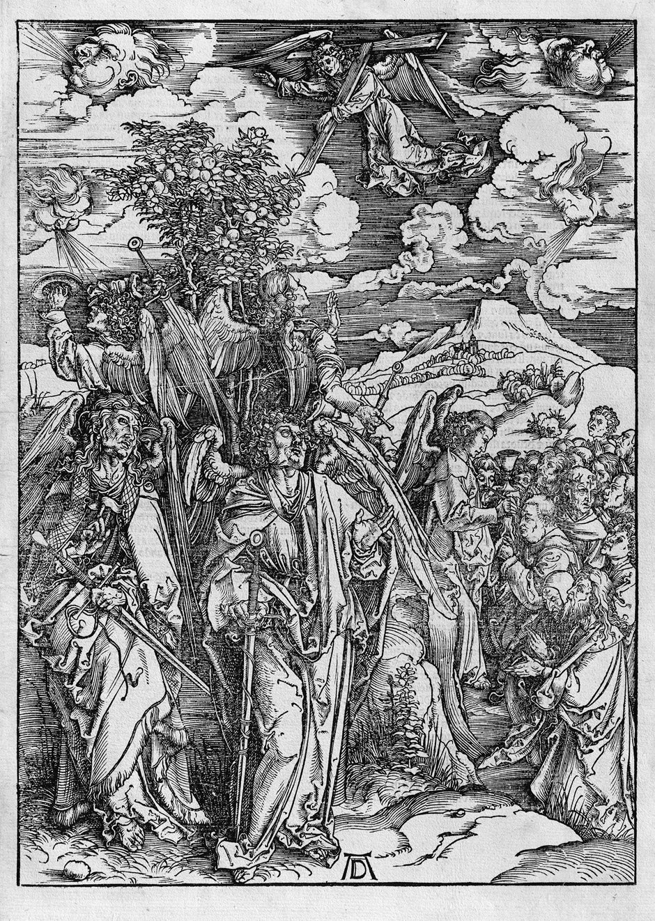 Dürer, Albrecht: Vier Engel, die Winde aufhaltend Vier Engel, die Winde aufhaltend. Holzschnitt.