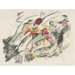Nauen, Heinrich: Tulpen Tulpen Farblithographie auf weichem Japanbütten. Um 1919. 37,5 x 51 cm (49,2