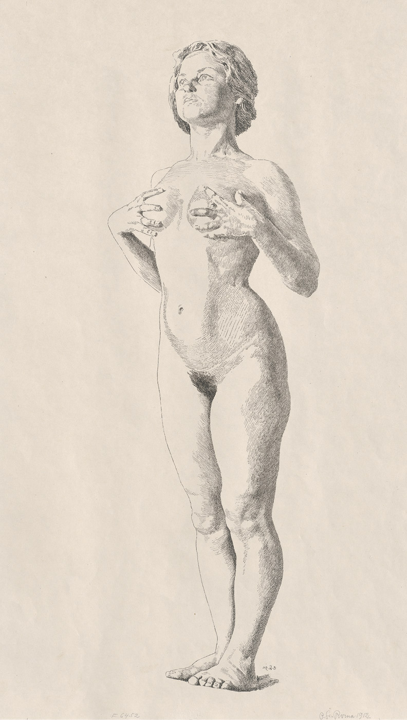 Greiner, Otto: Mädchenakt Mädchenakt Lithographie auf Similijapan. 1912. 57,5 x 40,5 cm.