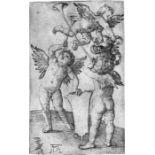 Dürer, Albrecht: Drei Genien als Wappenhalter Drei Genien als Wappenhalter. Kupferstich. 11,3 x 7,