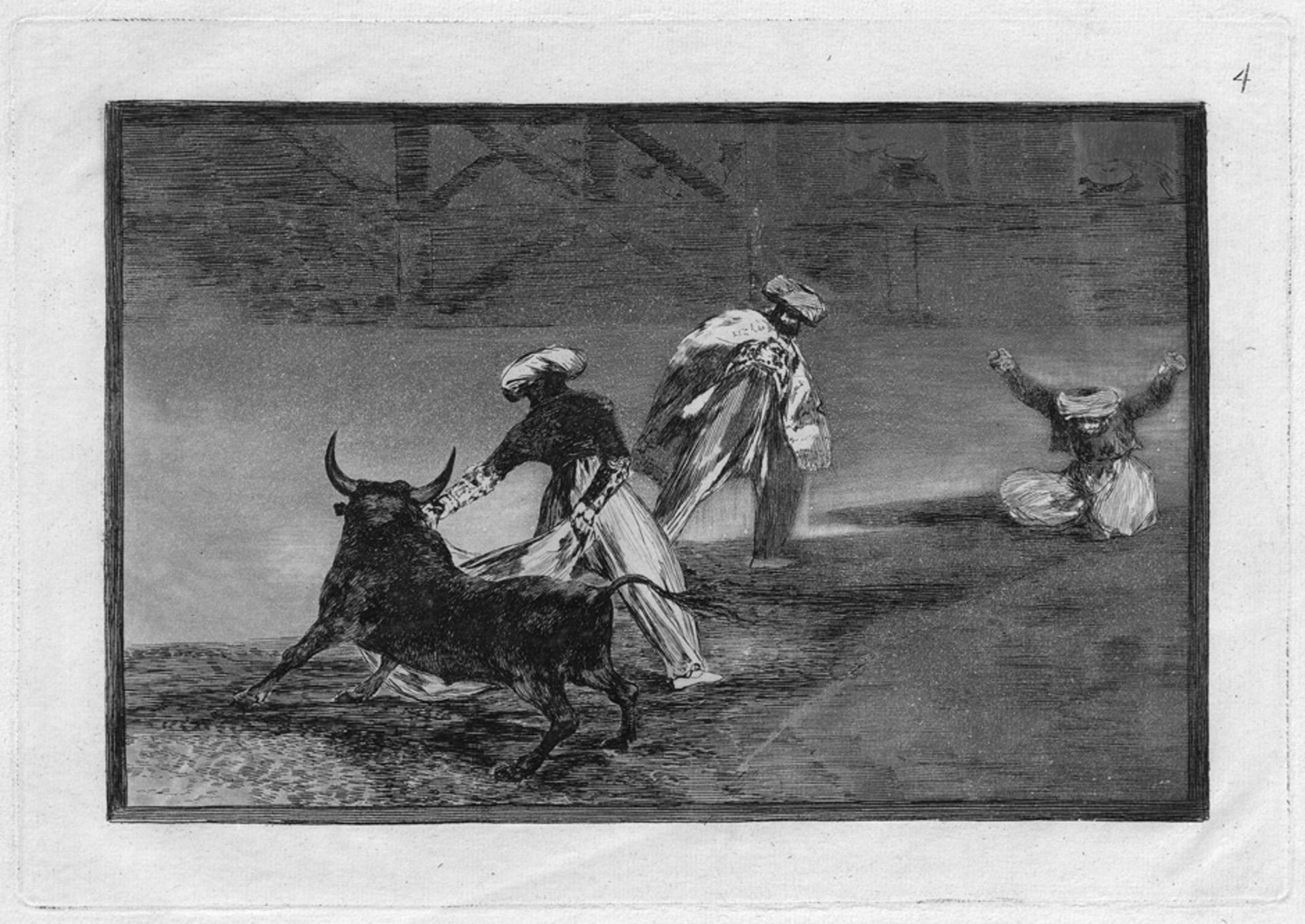 Goya, Francisco de: Capean otro encerrado. Capean otro encerrado. Aquatintaradierung mit Kaltnadel