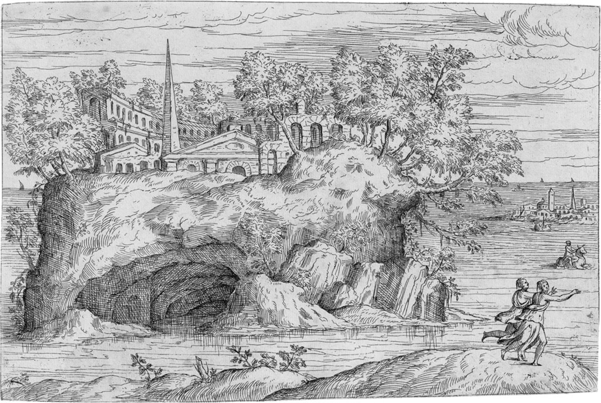 Pittoni, Giovanni Battista: Kleine Insel mit antiken Ruinen. Kleine Insel mit antiken Ruinen, im