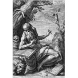 Goltzius, Hendrick: Der hl. Hieronymus Der hl. Hieronymus. Kupferstich nach Jacopo Palma. 41,7 x