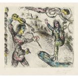 Chagall, Marc: Akrobat und Violonist Akrobat und Violonist Farbaquatinta mit Radierung auf Japan.