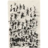 Michaux, Henri: Ohne Titel Ohne Titel Chinesische Tusche auf Japan. 1958. 38,4 x 25,8 cm. Unten