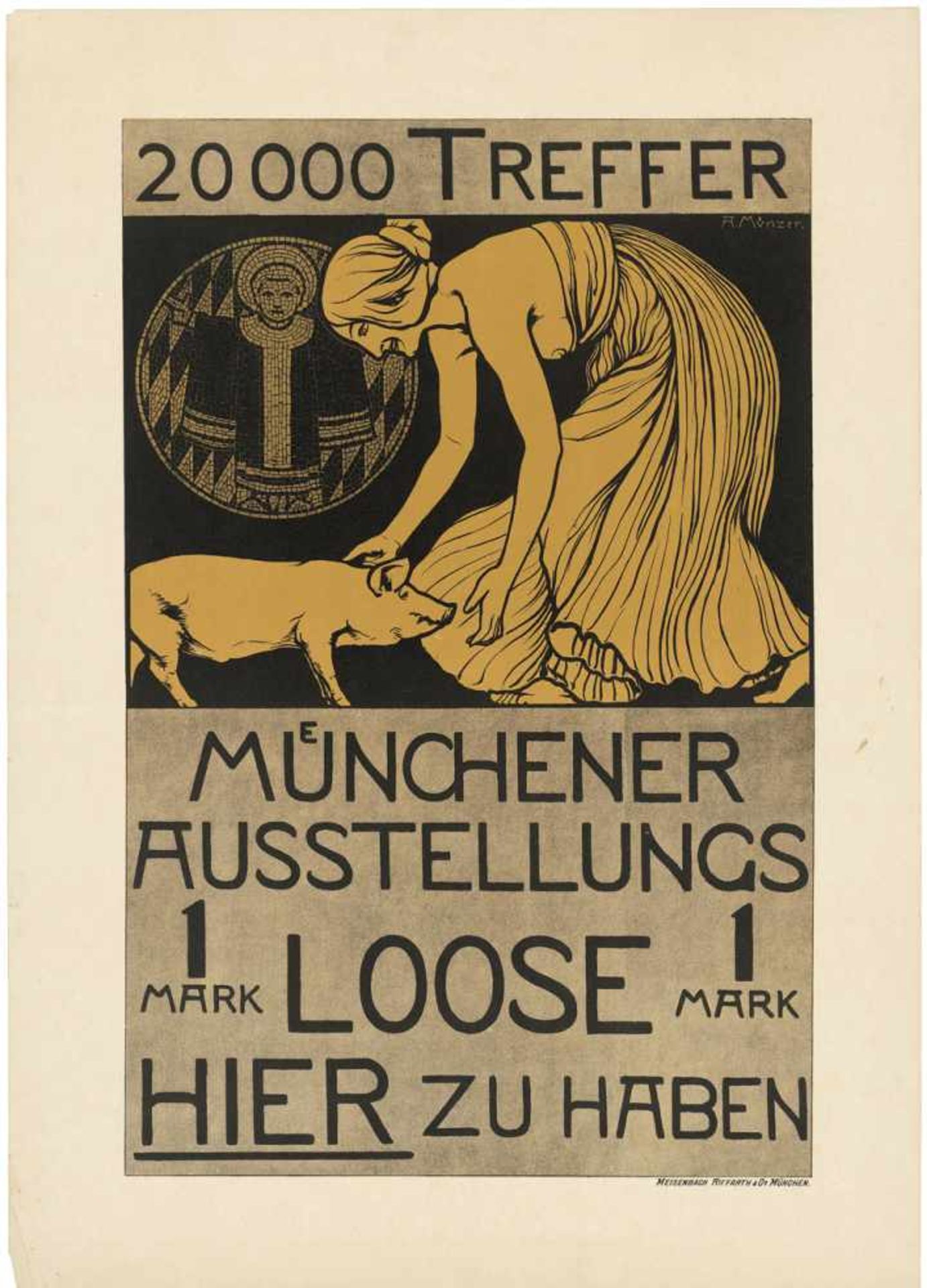 Münzer, Adolf: 20 000 Treffer Münzer, Adolf. 20 000 Treffer, Münchener Ausstellungs Loose.