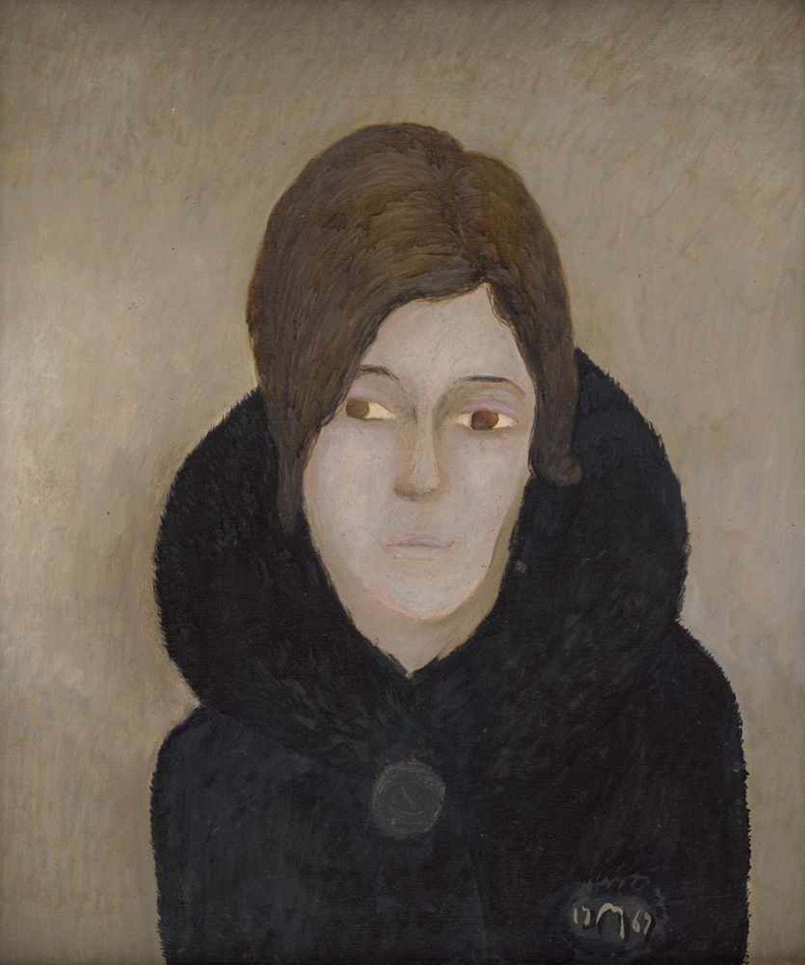 Mühlenhaupt, Kurt: Junge Frau in SchwarzJunge Frau in SchwarzÖl auf Leinwand. 1969.60 x 50 cm.