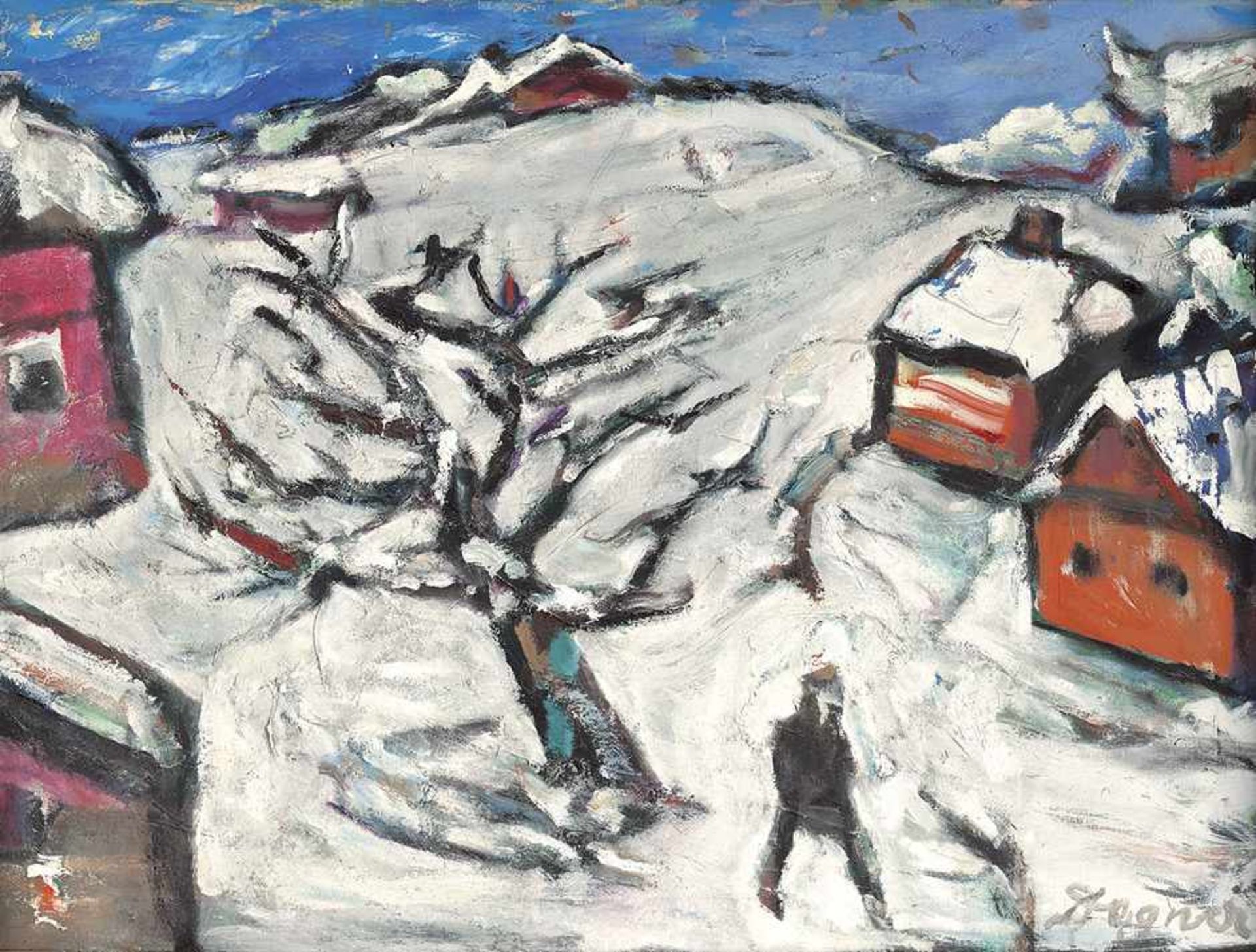 Degner, Arthur: WinterWinterÖl auf Leinwand. Um 1960.75 x 101 cm.Unten rechts mit Pinsel in