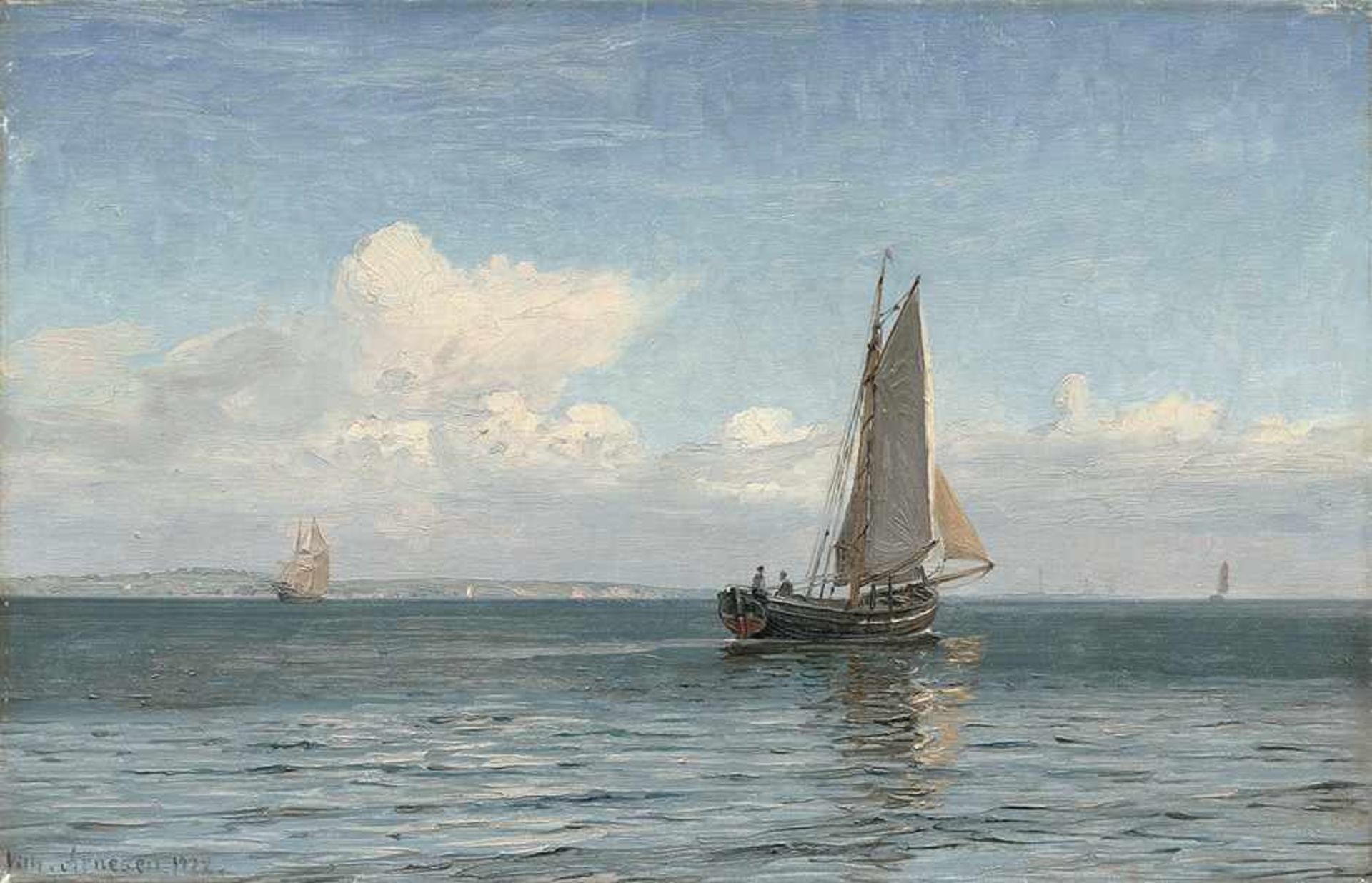 Arnesen, Vilhelm Carl Ferdinand: Segelschiffe im Öresund bei der Insel VenSegelschiffe im Öresund