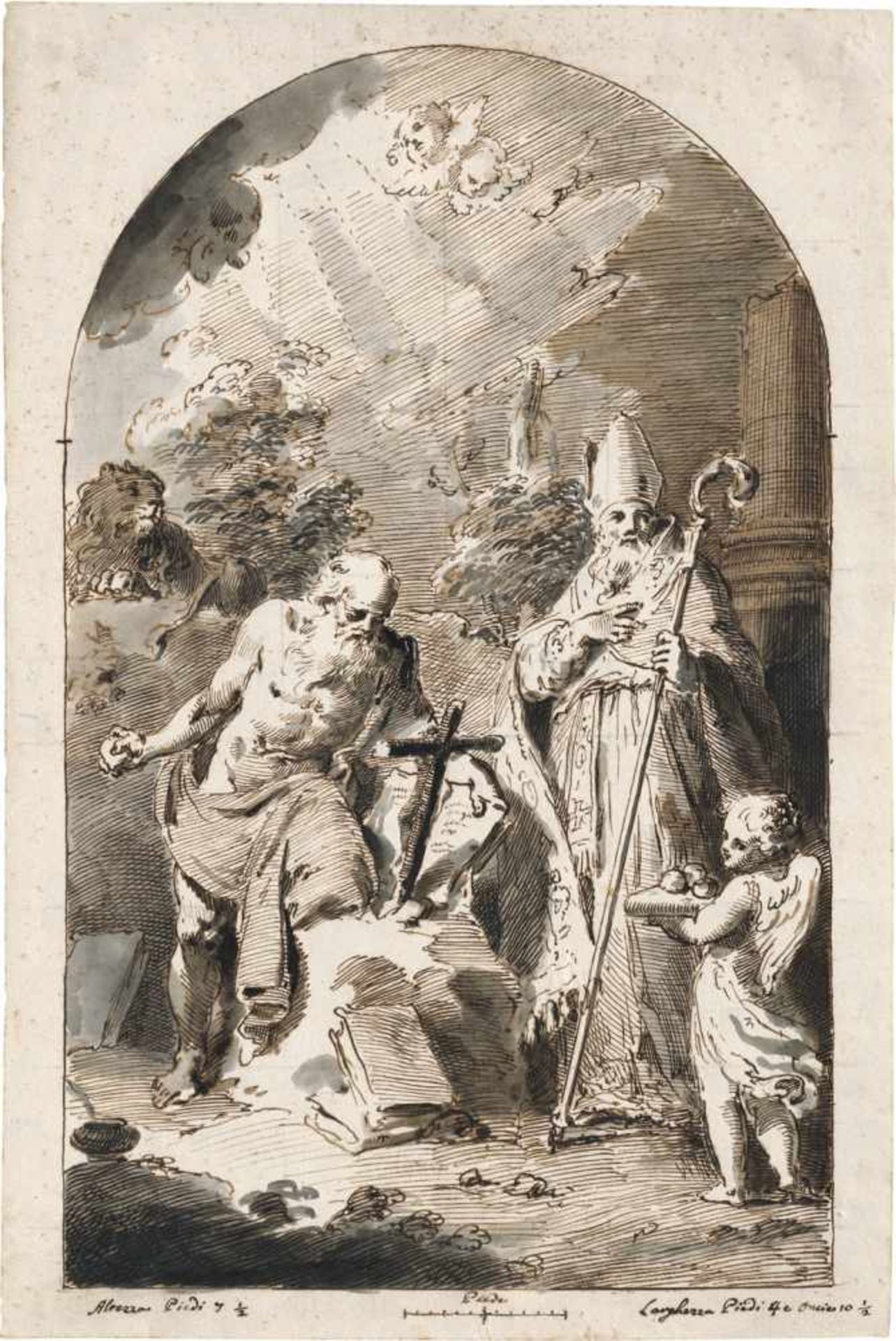 Novelli, Pietro Antonio: Heiliger Hieronymus und NikolausDie hll. Hieronymus und Nikolaus. Feder