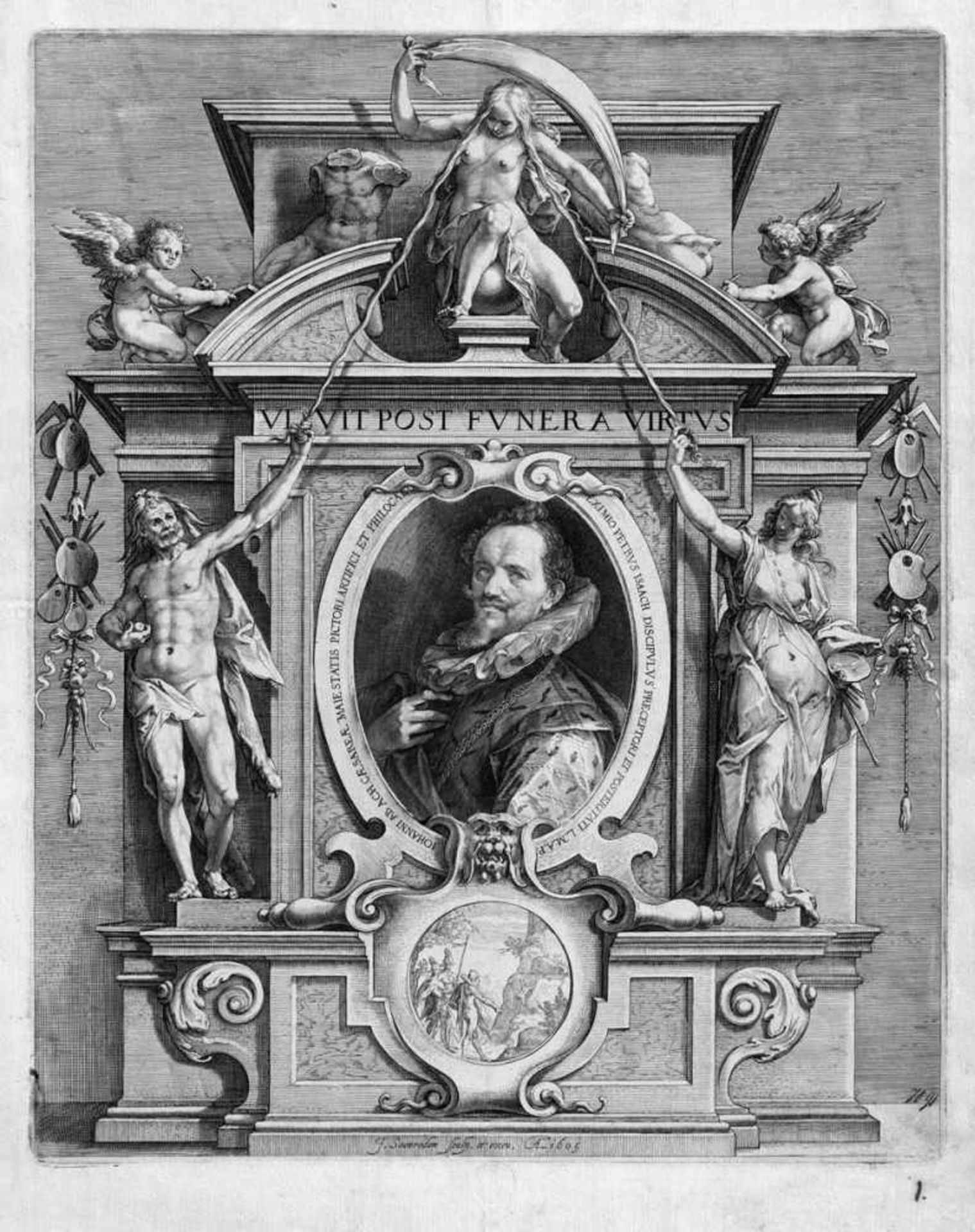 Saenredam, Jan: Bildnis des Hans von Aachen in allegorischem RahmenwerkBildnis des Hans von Aachen