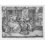 Angolo, Giovanni Battista d': Eine Gruppe von Frauen in einem Interieur bei der HandarbeitUmkreis.