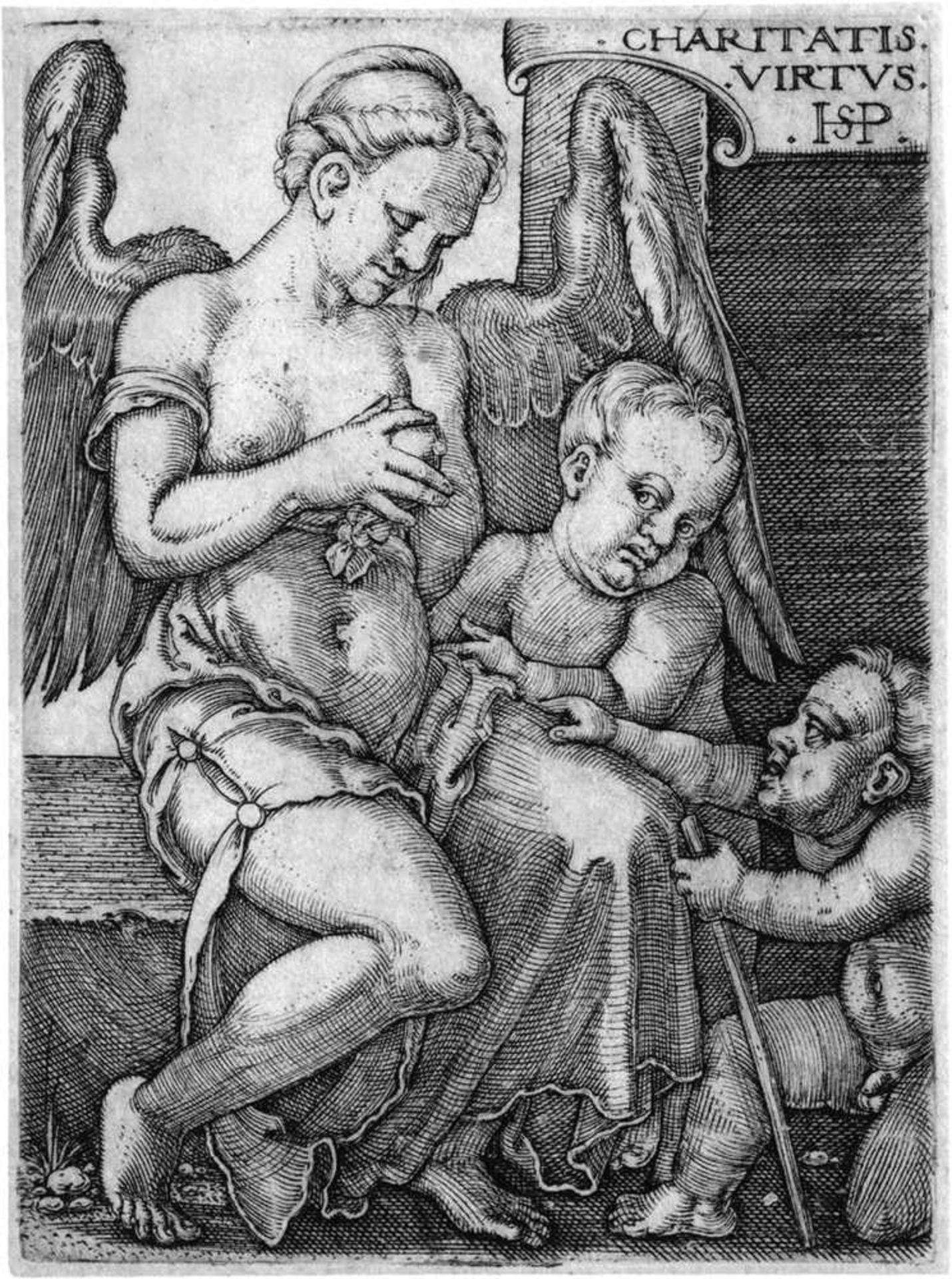 Beham, Hans Sebald: CharitasCharitas. Kupferstich. 5,7 x 4,3 cm. B. 137, Pauli 139, Hollstein 139.