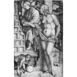 Dürer, Albrecht: Der TraumDer Traum. Kupferstich. 18,6 x 11,9 cm. Nach 1497. B. 76, Meder 70 e (