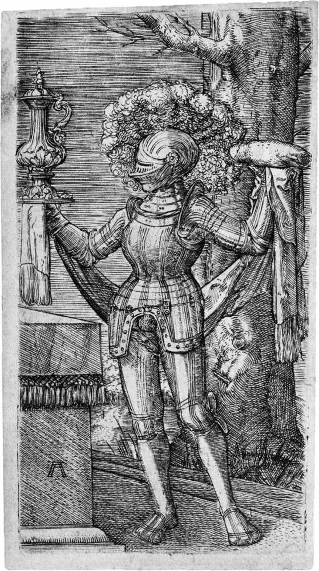 Altdorfer, Albrecht: Der RitterDer Ritter. Kupferstich. 8,8 x 4,7 cm. B. 50, Mielke (New