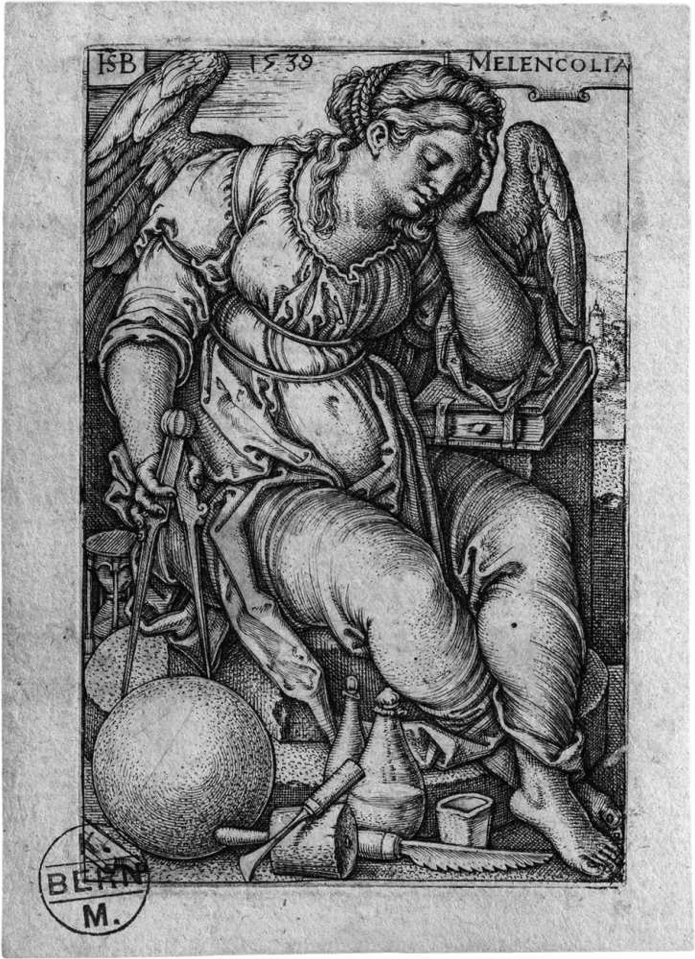 Beham, Hans Sebald: Melencolia.Melencolia. Kupferstich. 7,9 x 5,2 cm. 1539. B. 144, Pauli 145,