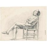 Sallieth, Matheus de: Junger Kavalier im Streifenhemd auf einem Stuhl sitzendJunger Kavalier im