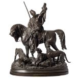 After Arthur Waagen (German 1833-1898) 'Kabyle au retour de la chasse': bronze, brown patination,