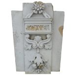 Monumental Historical carved Keystone: with rectangular foliate decorated plaque entitled