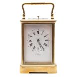 A French Corniche carriage clock: the eight-day duration movement having a platform lever