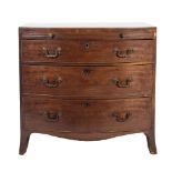 An early 19th Century mahogany and inlaid bow-fronted chest:, bordered with boxwood and ebony lines,