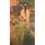 * Ethel Kirkpatrick [1869-1966]- Girl in a poppy garden:- signed and dated 1898 bottom