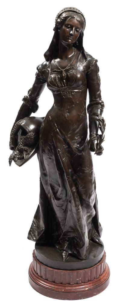 After Henri Honore Ple (1853-1922) Joan of Arc: bronze, dark brown patination,