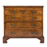 An early 18th Century walnut and crossbanded rectangular chest:,