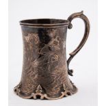 A Victorian silver mug, maker's mark worn, London, 1852: initialled,