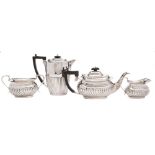 A matched George V silver three-piece tea service various makers and dates: inscribed,