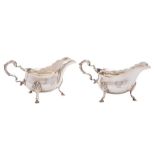 A pair of Edward VII silver sauceboats, maker James Wakely & Frank Wheeler, London,