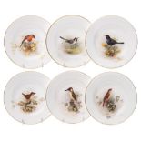 Six Royal Worcester porcelain small cabinet plates painted by William Powell: each enamelled with