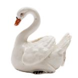 A Derby swan: naturalistically modelled, with eyes, beak and feet heightened in iron red and black,