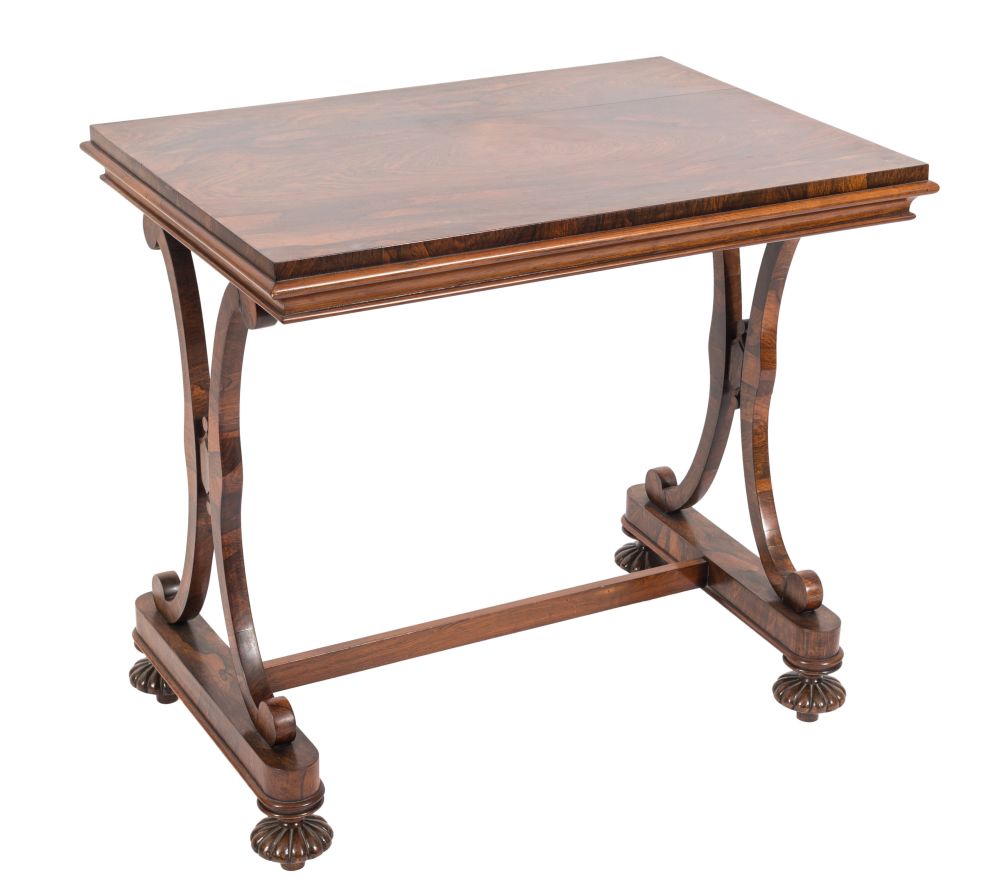 A late Regency rosewood rectangular side table:,
