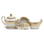 A Flight & Barr (Worcester) porcelain tea service: comprising a teapot, cover and stand, sugar bowl,