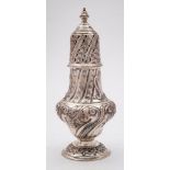 A Victorian silver sugar caster, maker Job Hall, London,1895: of baluster form,