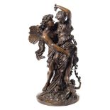 After Mathurin Moreau (1822-1912) Cupid and Psyche:, bronze, mid brown patination,