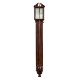 John Rittson, a Georgian walnut stick barometer: the silvered plates signed The Great Barometer,