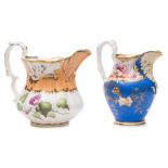 Two Samuel Alcock jugs: the first painted in pattern 4875 with a band and panels of floral sprays