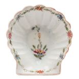 An early Worcester pickle dish: in the form of a scallop shell,