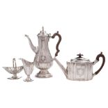 An Elizabeth II silver four-piece tea and coffee service, maker J A Campbell, London,