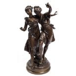 After Etienne Henry Dumaige (1830-1888) The Dancers: bronze, mid to dark brown patination,