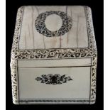 A 19th century ivory and pen work box: of rectangular outline,