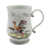 A Derby baluster mug: painted on one side with 'dishevelled' birds in a landscape,