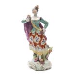 A Derby porcelain figure of a 'Ranelagh Dancer': the lady holding a posy in her right hand and